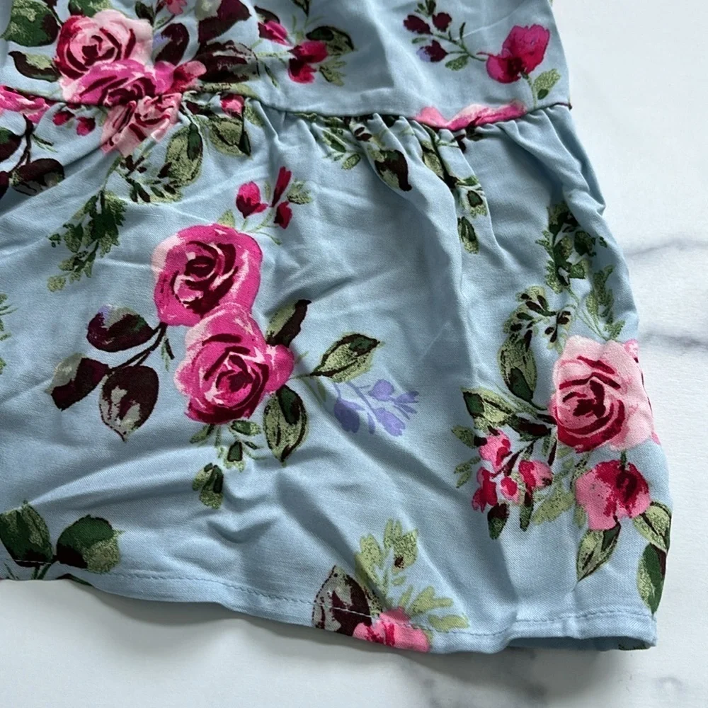 The Children's Place Girls Mommy And Me Floral Tiered Dress Blue Size 16 XXL NWT